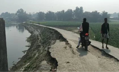 Three months have passed since the floods ended, but the washed-out approach path has not been repaired.
