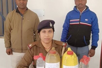 Police arrested a man and a woman with country liquor.