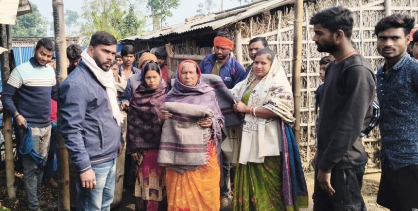 Two families' homes burned in a fire in Baghwa village.