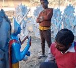 Incomplete statue of Goddess Saraswati