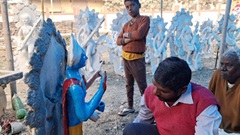 Incomplete statue of Goddess Saraswati