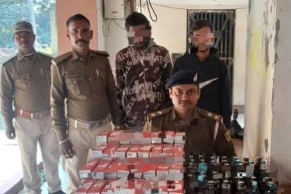 34.38 litres of foreign liquor seized from a Toto in Baisi, two youths arrested